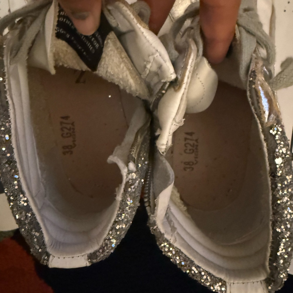 Golden Goose Slides Private Edition Silver Glitter Sneakers - Picture 10 of 12